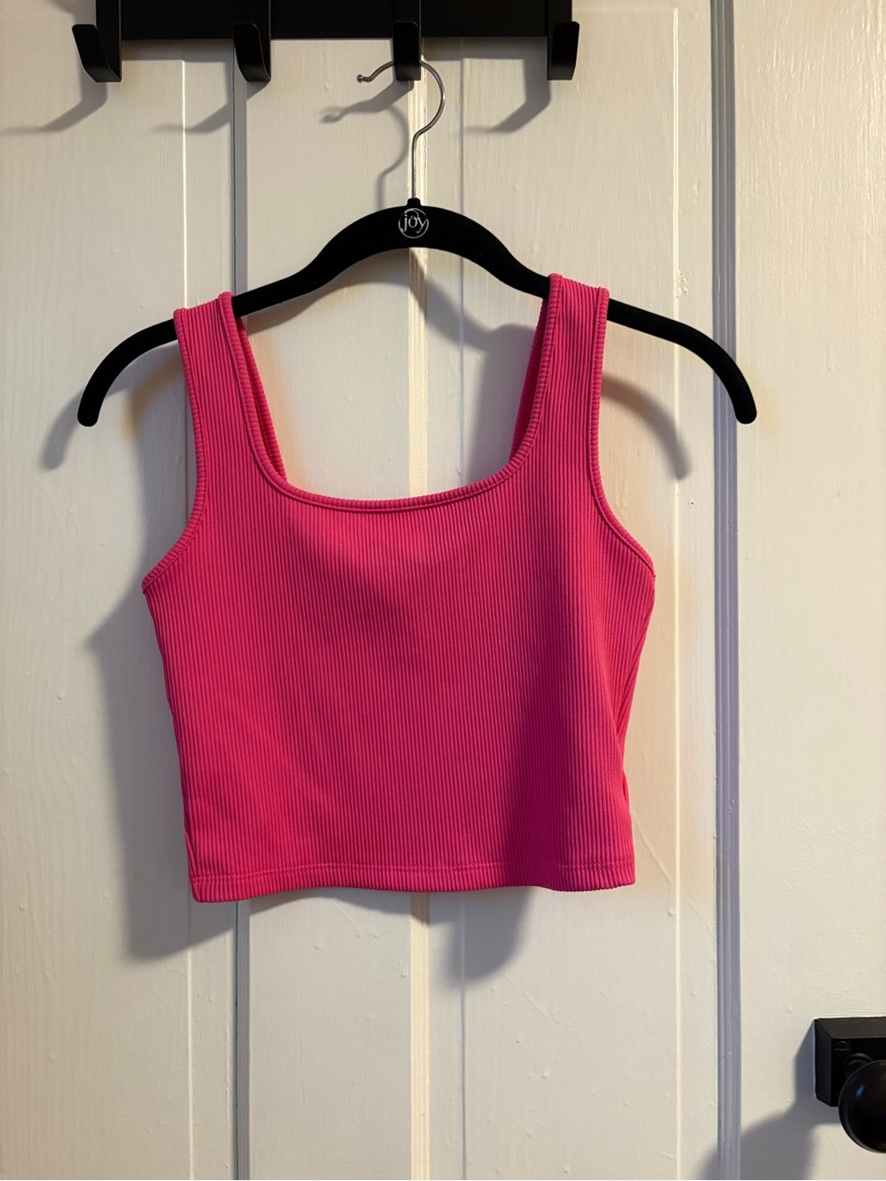Wild Fable Hot Pink Ribbed Square-Neck Crop Tank Top
